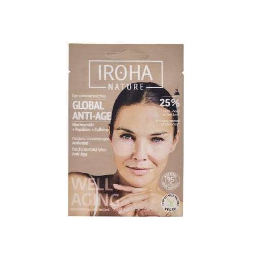 Iroha Nature - Pack parches Antiarrugas, Antibolsas, e Iluminadores Global Eye Care - Niacinamida, Cafeína y Péptidos