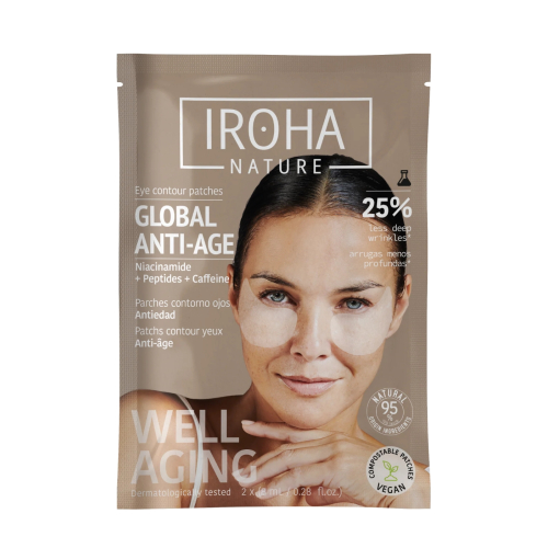 Iroha Nature - Parches Antiarrugas, Antibolsas, e Iluminadores Global Eye Care - Niacinamida, Cafeína y Péptidos
