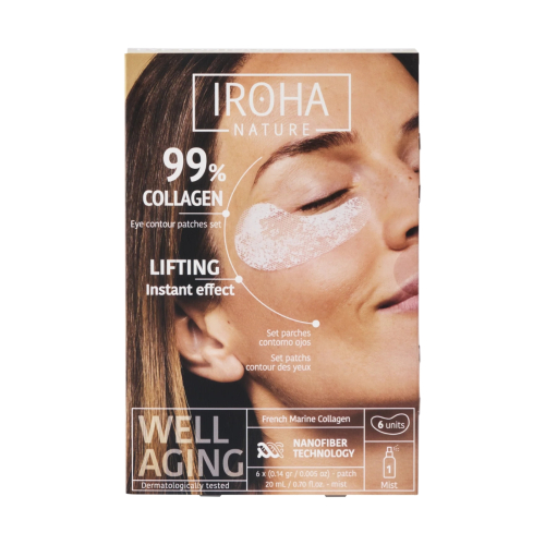Iroha Nature - Parches para el contorno de ojos 99% Collagen Lifting Effect - 6 units
