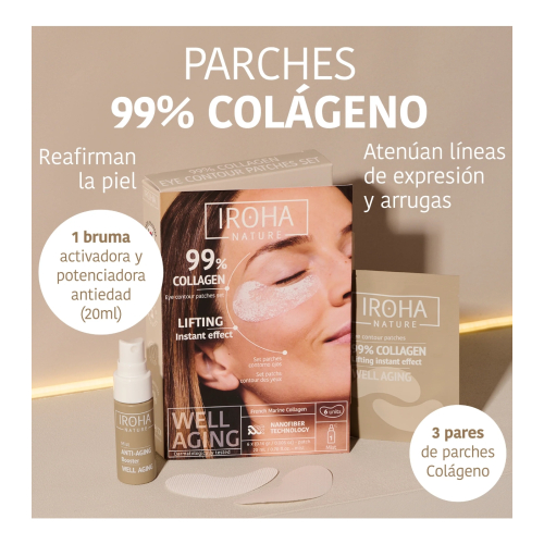Iroha Nature - Parches para el contorno de ojos 99% Collagen Lifting Effect - 6 units