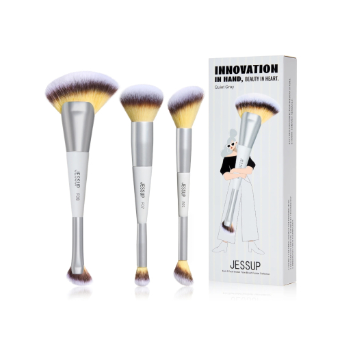 Jessup Beauty - *Innovation in Hand, Beauty in Heart* - Set de 3 brochas dobles - Quiet Gray