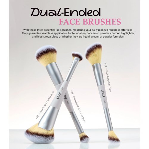 Jessup Beauty - *Innovation in Hand, Beauty in Heart* - Set de 3 brochas dobles - Quiet Gray