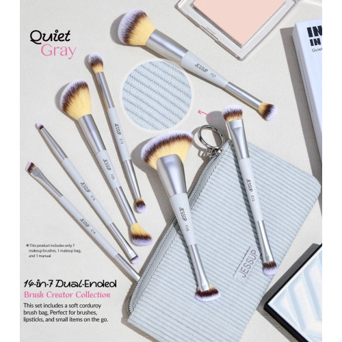 Jessup Beauty - *Innovation in Hand, Beauty in Heart* - Set de 7 brochas dobles - Quiet Gray