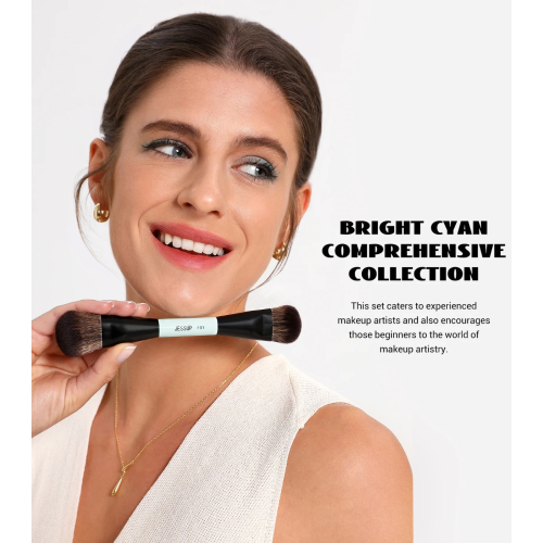Jessup Beauty - *Makeup Lover Collection V* - Set de 2 brochas dobles - Bright Cyan