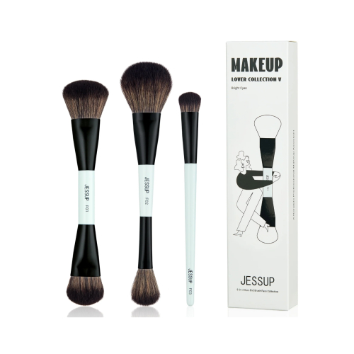 Jessup Beauty - *Makeup Lover Collection V* - Set de 3 brochas dobles - Bright Cyan