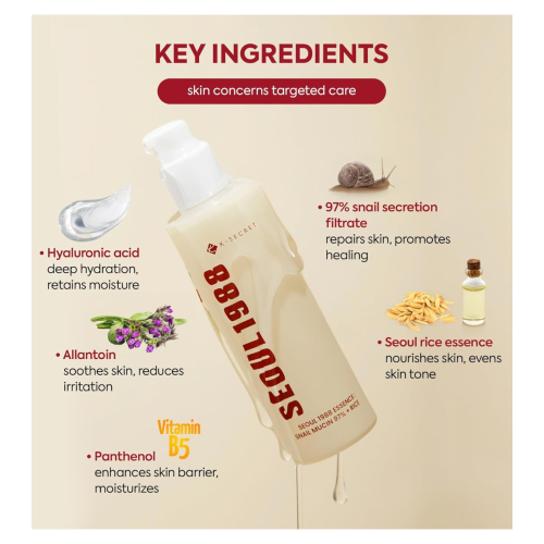 K-Secret - *Seoul 1988* - Esencia Snail Mucin 97% + Rice