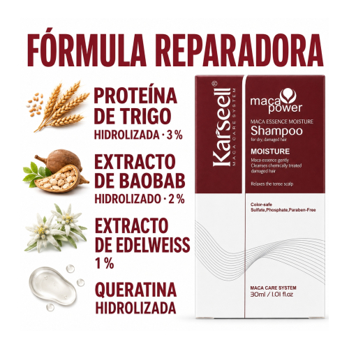 Karseell - *Maca Power* - Champú para cabello dañado - Mini talla