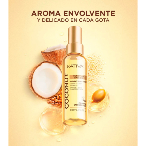Kativa - Aceite capilar hidratación y brillo Coconut