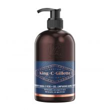 King C. Gillette - Gel limpiador de barba y rostro con Aceite de argán, aceite de coco y mentol