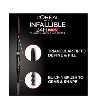 Loreal Paris - Lápiz de cejas automático Infaillible Brows 24h Filling Triangular Pencil - 5.0: Light brunette