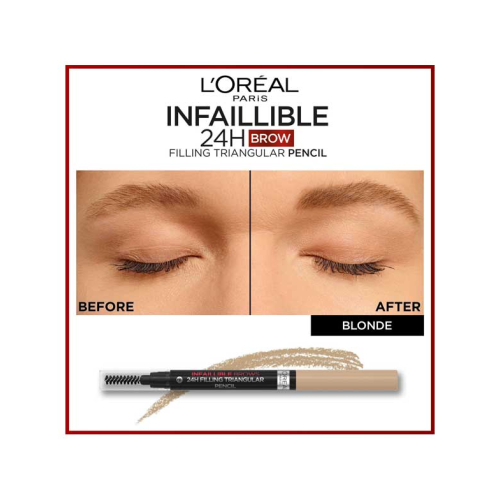 Loreal Paris - Lápiz de cejas automático Infaillible Brows 24h Filling Triangular Pencil - 7.0: Blonde