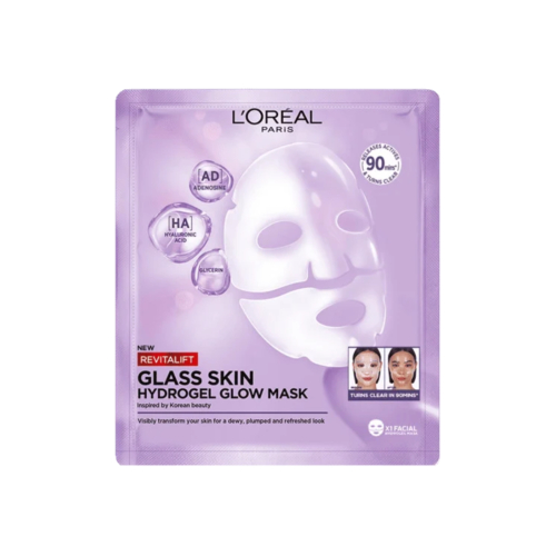 Loreal Paris - Mascarilla facial iluminadora de hidrogel Revitalift Glass Skin