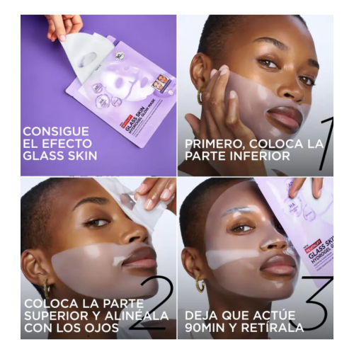 Loreal Paris - Mascarilla facial iluminadora de hidrogel Revitalift Glass Skin