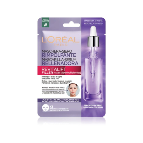 Loreal Paris - Mascarilla facial rellenadora con ácido hialurónico Revitalift Filler