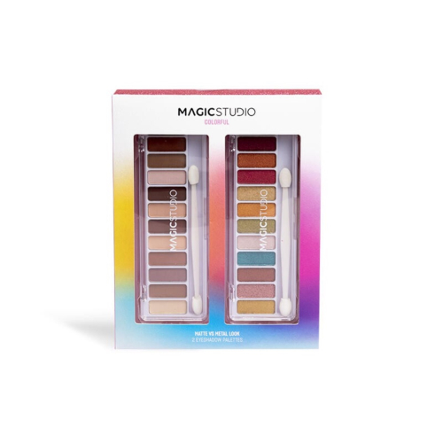 Magic Studio - *Colorful* - Set de paletas de sombras Matte vs Metal Look