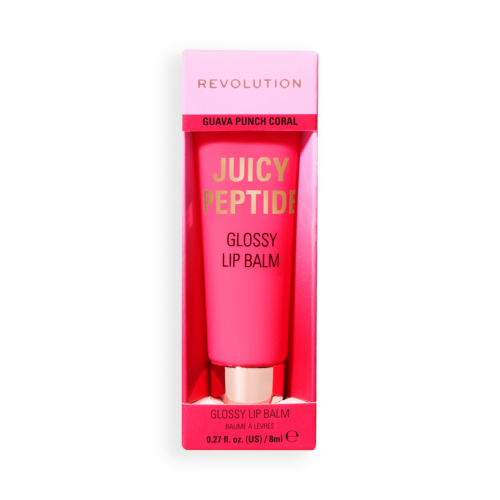 Makeup Revolution - Bálsamo labial con brillo Juicy Peptide - Guava Rum Punch Coral