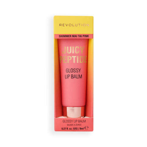 Makeup Revolution - Bálsamo labial con brillo Juicy Peptide - Shimmer Mai Tai Pink
