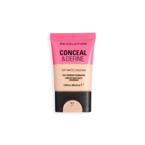 Makeup Revolution - Base de maquillaje Conceal & Define Soft Matte - F0.3W
