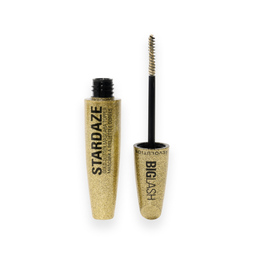 Makeup Revolution - Brillo para cabello, cejas y pestañas Big Lash Stardaze - Stardust Gold
