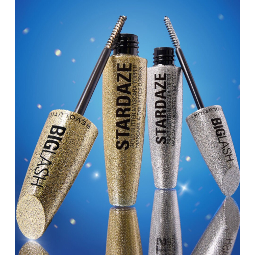Makeup Revolution - Brillo para cabello, cejas y pestañas Big Lash Stardaze - Stardust Gold