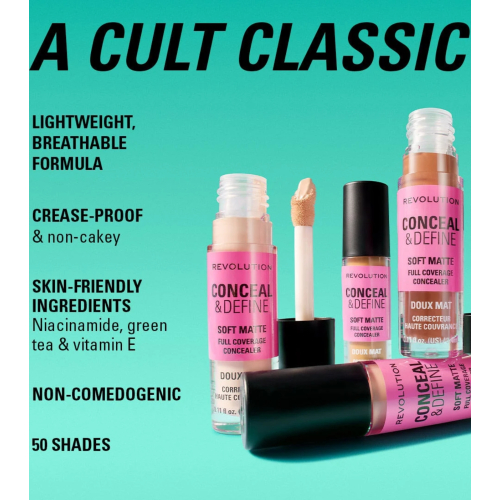 Makeup Revolution - Corrector líquido Conceal & Define Soft Matte - C5NW