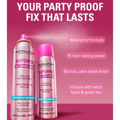 Makeup Revolution - Fijador de maquillaje en spray Superfix All Night Long Waterproof