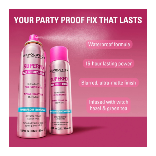 Makeup Revolution - Fijador de maquillaje en spray Superfix All Night Long Waterproof