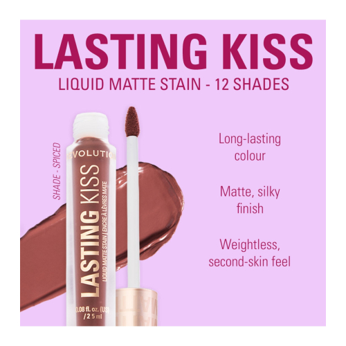 Makeup Revolution - Labial líquido mate Lasting Kiss - Spiced Brown