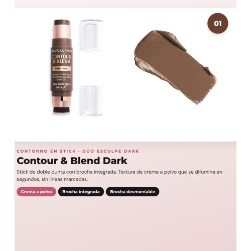 Makeup Revolution - Set de Contorno en stick Reloaded Contour & Blend - Dark + Bronceador en crema Ultra Cream Bronzer - Deep
