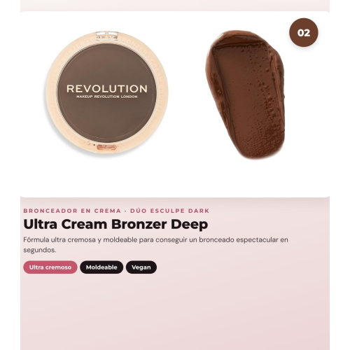 Makeup Revolution - Set de Contorno en stick Reloaded Contour & Blend - Dark + Bronceador en crema Ultra Cream Bronzer - Deep