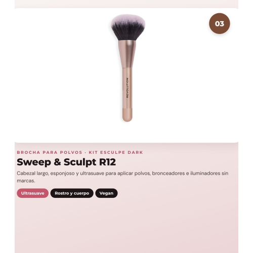 Makeup Revolution - Set de Contorno en stick Reloaded Contour & Blend - Light + Iluminador Jelly Glass Halo - Golden Glow + Brocha para iluminador Soft Focus Create - R6