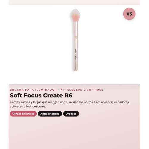 Makeup Revolution - Set de Contorno en stick Reloaded Contour & Blend - Light + Iluminador Jelly Glass Halo - Rose Glow + Brocha para iluminador Soft Focus Create - R6