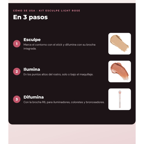 Makeup Revolution - Set de Contorno en stick Reloaded Contour & Blend - Light + Iluminador Jelly Glass Halo - Rose Glow + Brocha para iluminador Soft Focus Create - R6