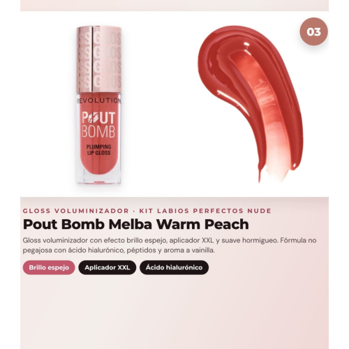 Makeup Revolution - Set de Perfilador de labios Pout Liner - Chauffeur Nude + Labial líquido mate Air Blur - Chauffeur + Brillo de labios voluminizador Pout Bomb - Melba Warm Peach