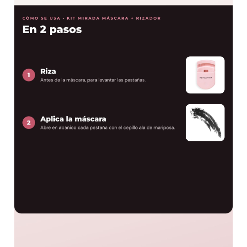 Makeup Revolution - Set de Máscara de pestañas Wispify False Lash + Rizador de pestañas Lash Stash