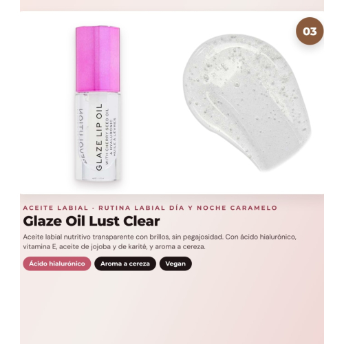 Makeup Revolution - Set de Mascarilla labial Juicy Peptide Pudding - Butterscotch Brown + Bálsamo labial Juicy Peptide - Latte + Aceite para labios Glaze Oil - Lust Clear