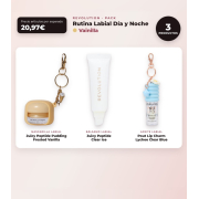 Makeup Revolution - Set de Mascarilla labial Juicy Peptide Pudding - Frosted Vanilla + Bálsamo labial Juicy Peptide - Clear Ice + Aceite labial Pout Lip Charm - Lychee Clear Blue