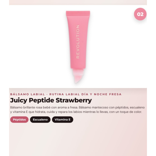 Makeup Revolution - Set de Mascarilla labial Juicy Peptide Pudding - Strawberry Soufflé + Bálsamo labial Juicy Peptide - Strawberry + Aceite labial Aqua Drip Cooling