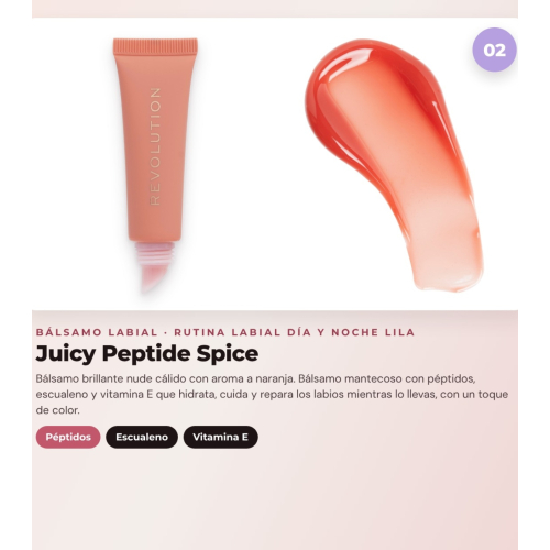 Makeup Revolution - Set de Mascarilla labial Juicy Peptide Pudding - Sugar Swirl Lilac + Bálsamo labial Juicy Peptide - Spice + Aceite para labios Glaze Oil - Lust Clear