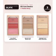 Makeup Revolution - Set de Paleta de coloretes Icon Blush - Rebellious Red + Paleta de bronceadores Bronze Icon - Divine Fair + Paleta de iluminadores Highlight Icon - Rosy Gold Glow