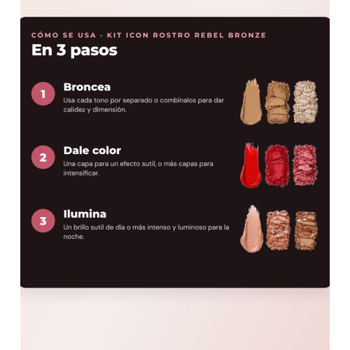 Makeup Revolution - Set de Paleta de coloretes Icon Blush - Rebellious Red + Paleta de bronceadores Bronze Icon - Divine Fair + Paleta de iluminadores Highlight Icon - Molten Bronze