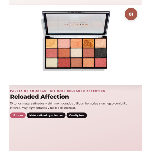 Makeup Revolution - Set de Paleta de sombras Reloaded - Affection + Delineador de ojos Felt & Kohl Precision Dual Liner - Brown + Delineador de ojos Streamline Waterline Eyeliner Pencil - Silver