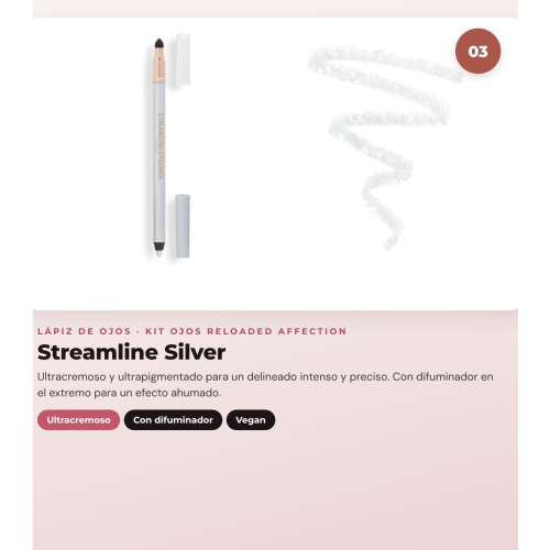 Makeup Revolution - Set de Paleta de sombras Reloaded - Affection + Delineador de ojos Felt & Kohl Precision Dual Liner - Brown + Delineador de ojos Streamline Waterline Eyeliner Pencil - Silver