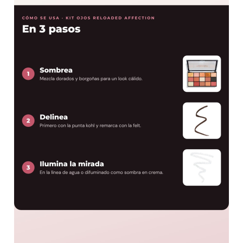 Makeup Revolution - Set de Paleta de sombras Reloaded - Affection + Delineador de ojos Felt & Kohl Precision Dual Liner - Brown + Delineador de ojos Streamline Waterline Eyeliner Pencil - Silver