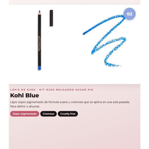 Makeup Revolution - Set de Paleta de sombras Reloaded -  Sugar Pie + Delineador de ojos Kohl - Blue + Delineador de ojos Streamline Waterline Eyeliner Pencil - Gold
