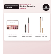 Makeup Revolution - Set de Paleta de sombras The Cherry Icon + Delineador de ojos líquido Super Flick - Black + Delineador de ojos Streamline Waterline Eyeliner Pencil - Rose Gold