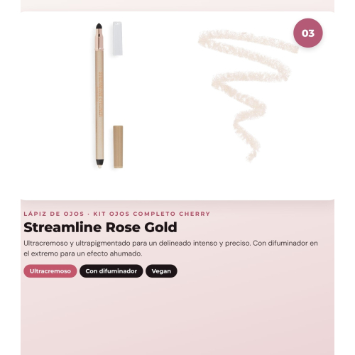 Makeup Revolution - Set de Paleta de sombras The Cherry Icon + Delineador de ojos líquido Super Flick - Black + Delineador de ojos Streamline Waterline Eyeliner Pencil - Rose Gold