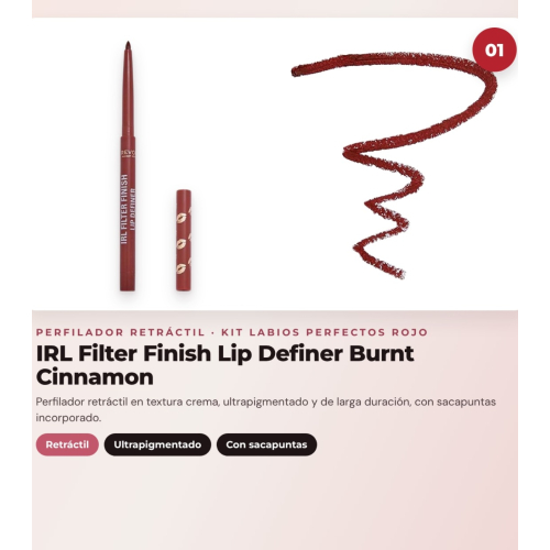 Makeup Revolution - Set de Perfilador de labios IRL Filter Finish Lip Definer - Burnt Cinnamon + Barra de labios satinada Lip Allure Soft Satin - CEO Brick Red + Labial líquido mate Air Blur - Fiery