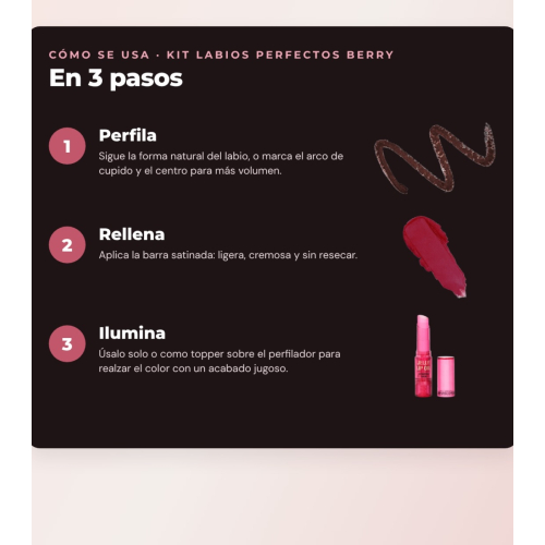 Makeup Revolution - Set de Perfilador de labios Pout Liner - Deepest Mauve + Barra de labios satinada Lip Allure - Material Girl Wine + Aceite labial en barra Jelly - Watermelon Crush Red