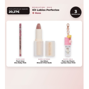 Makeup Revolution - Set de Perfilador de labios Pout Liner - Kiss Baby Pink + Barra de labios satinada Lip Allure - Brunch Pink Nude + Aceite labial Pout Lip Charm - Lychee Clear Pink